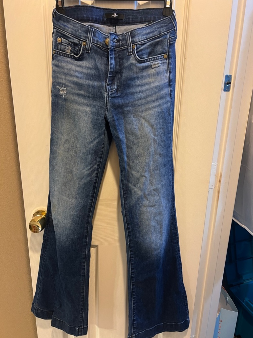 7 For All Mankind Dark Blue Wide Leg Jeans